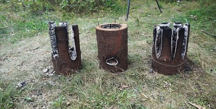 Three options for making a Finnish candle from a log