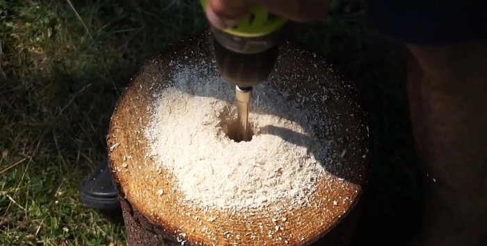 Three options for making a Finnish candle from a log