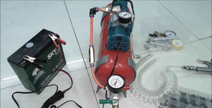 Come realizzare un ricevitore per un compressore da 12 V da un estintore