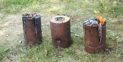 Three options for making a Finnish candle from a log