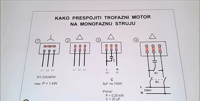 Connecting a three-phase electric motor to a single-phase network