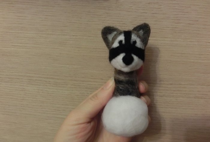 Felted raccoon wool