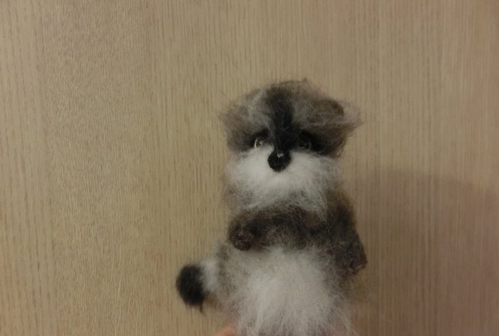 Felted raccoon wool