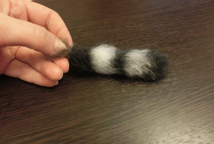 Felted raccoon wool