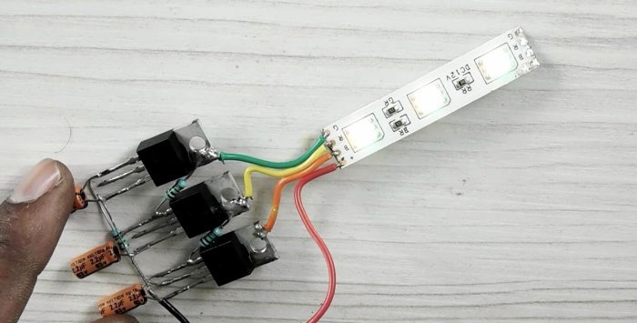 The simplest controller for switching RGB LED strips with three transistors