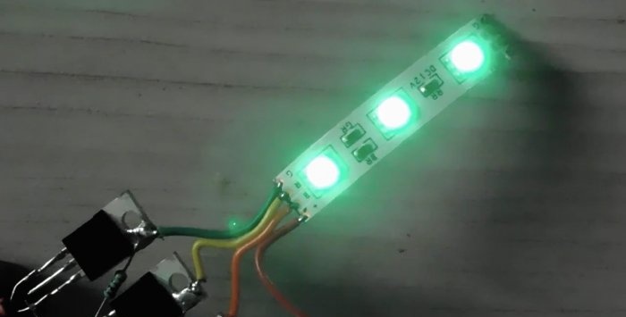 The simplest controller for switching RGB LED strips with three transistors