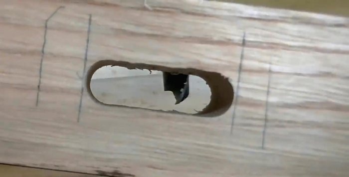 Making a tenon socket using a drilling machine