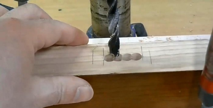 Making a tenon socket using a drilling machine