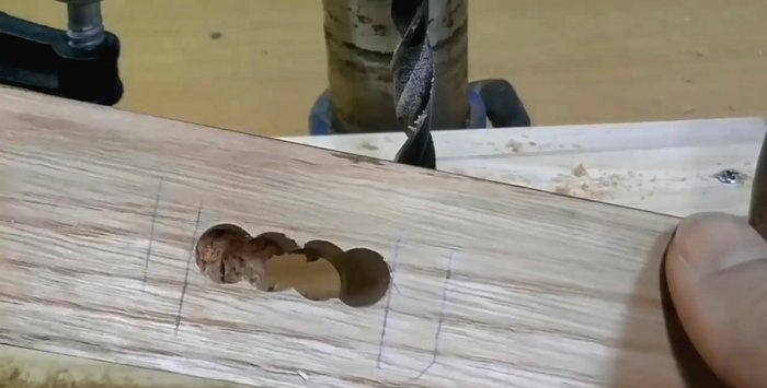 Making a tenon socket using a drilling machine