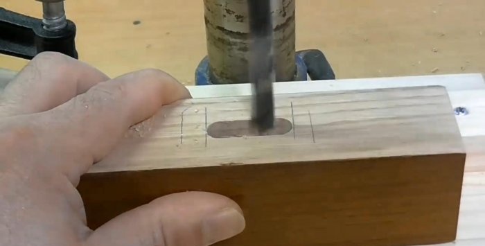 Making a tenon socket using a drilling machine