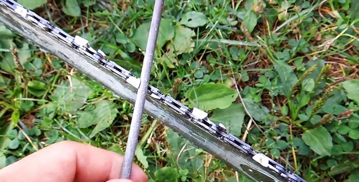 Quickly sharpening a chainsaw chain with a grinder