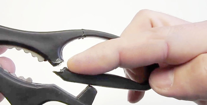 Repair of plastic scissor handle