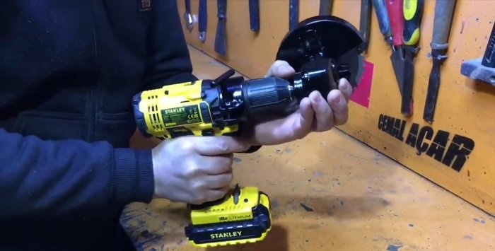 Do-it-yourself grinding cutting attachment for a screwdriver