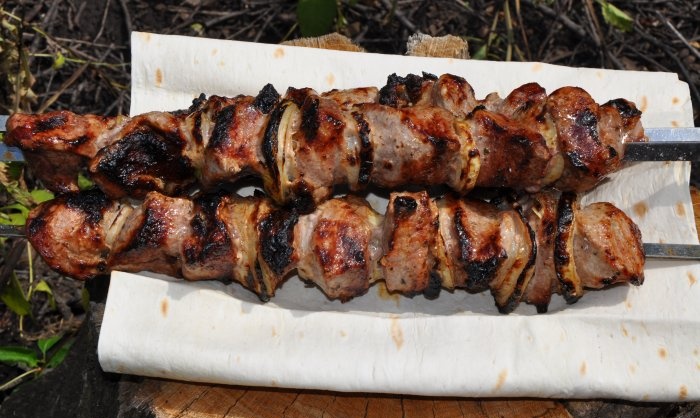 Pork kebab in soy sauce