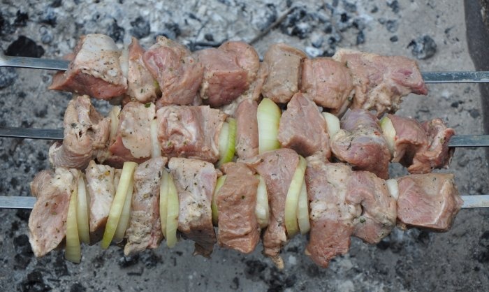 Pork kebab in soy sauce