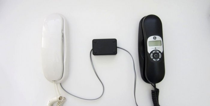 A simple intercom made from a pair of old corded telephones