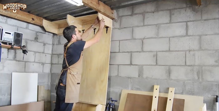 How to make hanging shelves in a garage or workshop that don't take up space