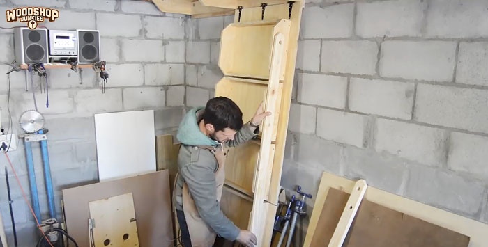 How to make hanging shelves in a garage or workshop that don't take up space