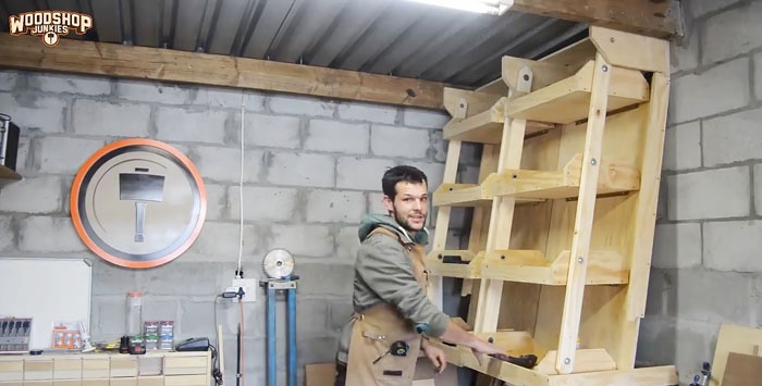 How to make hanging shelves in a garage or workshop that don't take up space