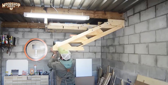 How to make hanging shelves in a garage or workshop that don't take up space