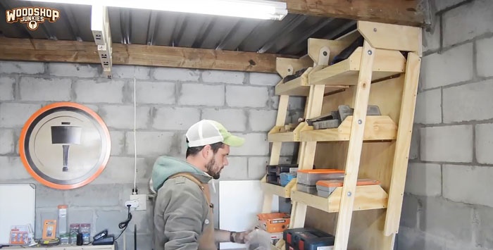 How to make hanging shelves in a garage or workshop that don't take up space