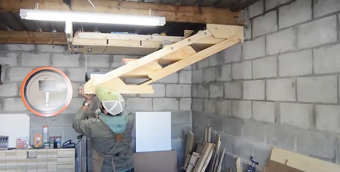 How to make hanging shelves in a garage or workshop that don't take up space