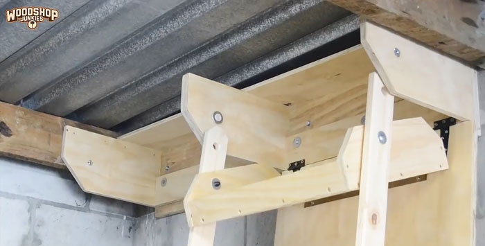 How to make hanging shelves in a garage or workshop that don't take up space