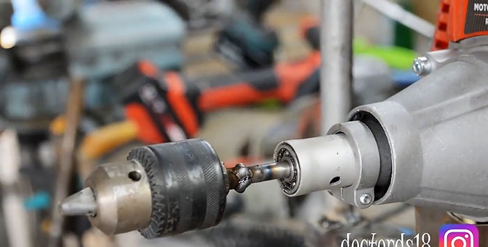 Do-it-yourself motor drill from a trimmer