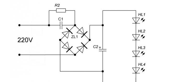 The simplest transformerless power supply for an LED matrix