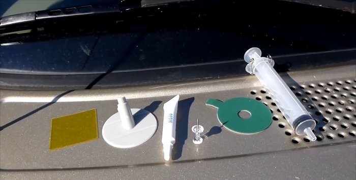 Simple repair of a chip on a car windshield