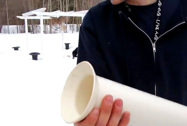 How to make a funnel skirt at the end of a PVC pipe