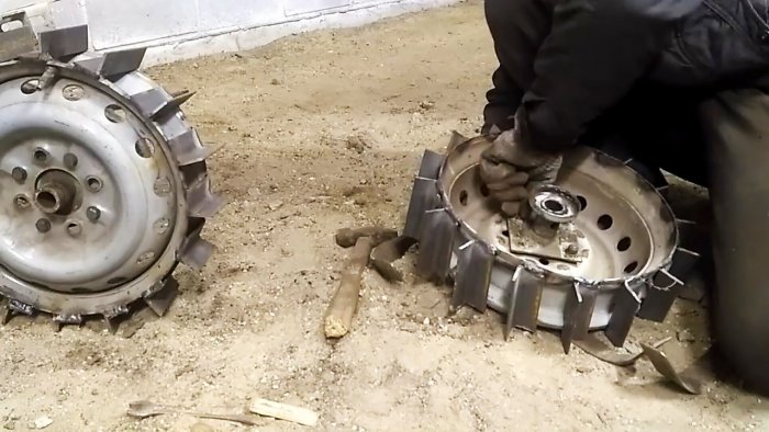 Lugs for a walk-behind tractor made from old VAZ wheels