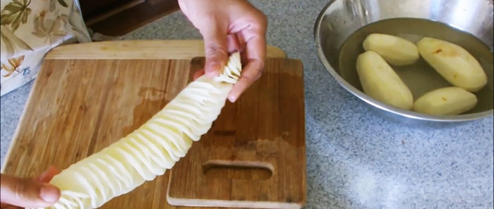 Cut potatoes into spirals with a regular knife