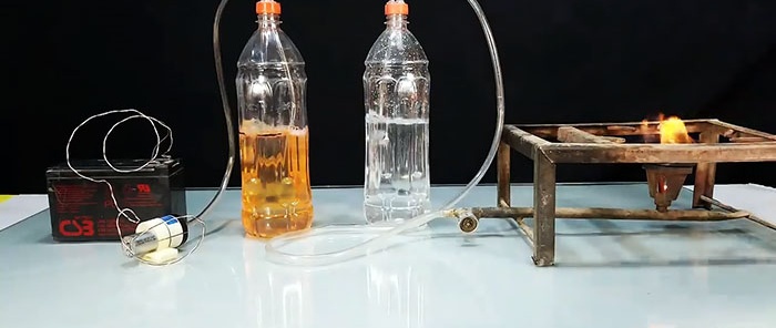 A simple installation for producing gas from gasoline for burning a burner