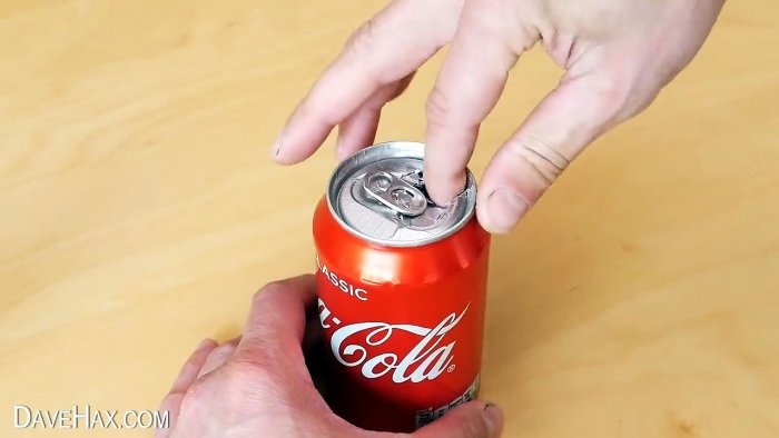 How to pierce an aluminum can with your finger