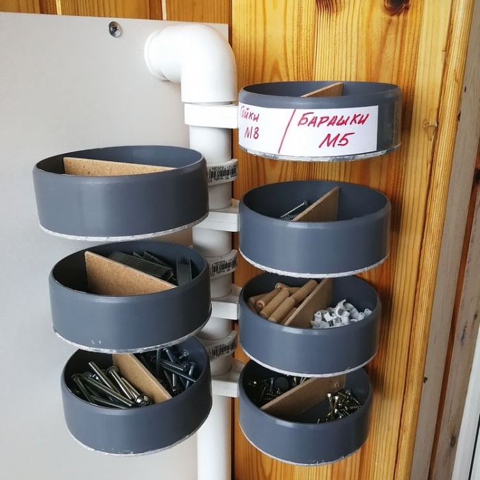 Simple organizer made of PVC pipes