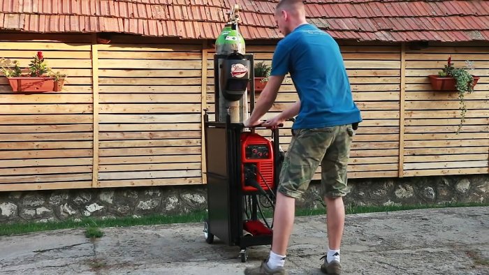 Unique DIY welding trolley with folding table