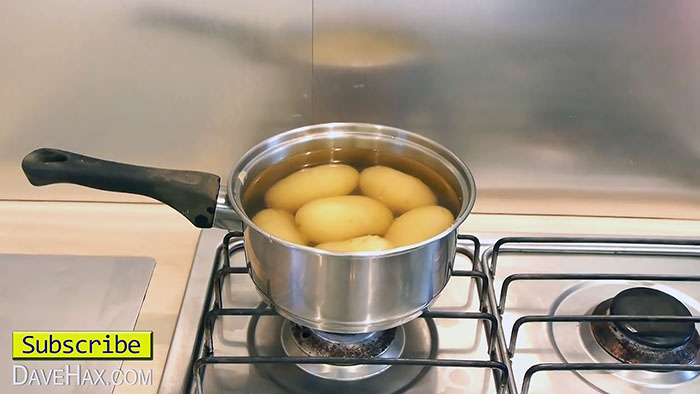 A way to quickly peel potatoes so that the skin peels off on its own