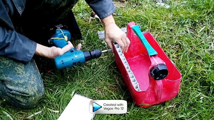 Great tool box made from a plastic canister