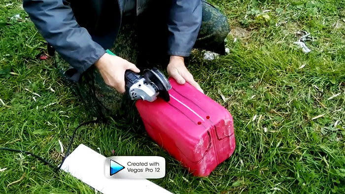 Great tool box made from a plastic canister