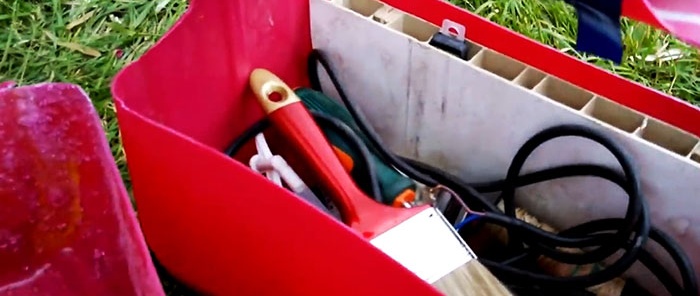 Great tool box made from a plastic canister