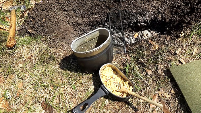 Picnic in nature delicious pasta on the fire