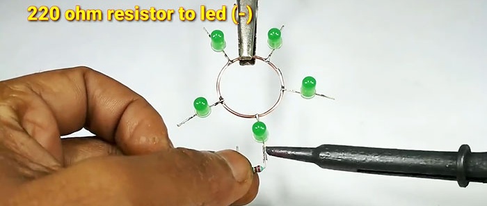 A simple transistorized LED flasher with a running fire effect