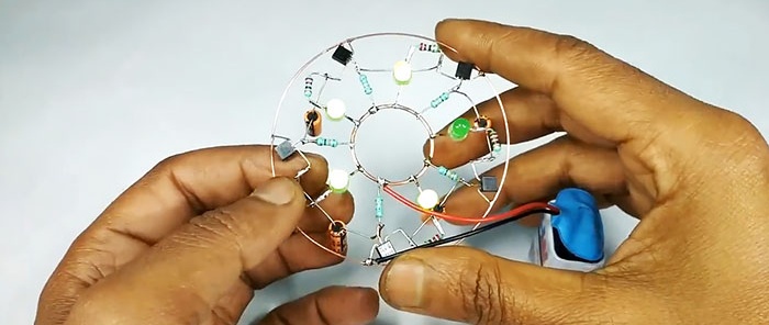 A simple transistorized LED flasher with a running fire effect