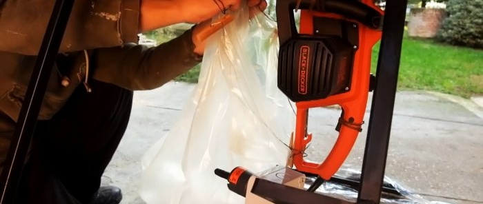 How to make a machine for sawing firewood from an electric chain saw