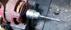 How to remove a press-on pulley from an electric motor and install a drill chuck