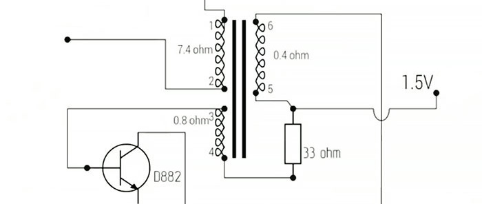 I disassembled the broken charger and assembled a 220 V step-up converter from three of its parts