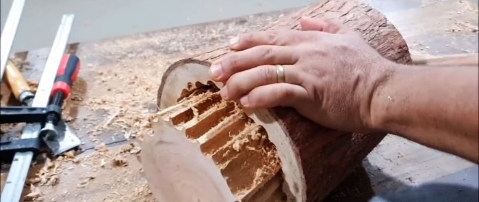 How to make a bread box from a piece of log