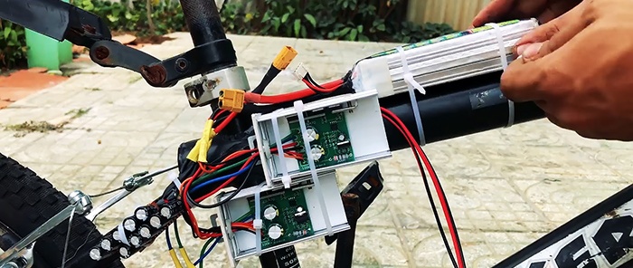 How to make an electric bicycle with 4 low-power motors that accelerates to 70 km/h