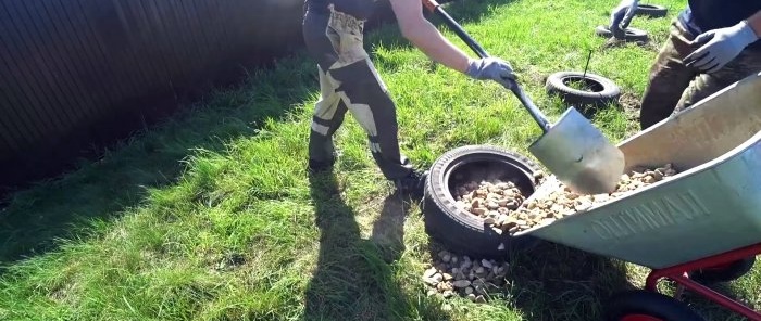 A cheap foundation made from car tires in a couple of hours